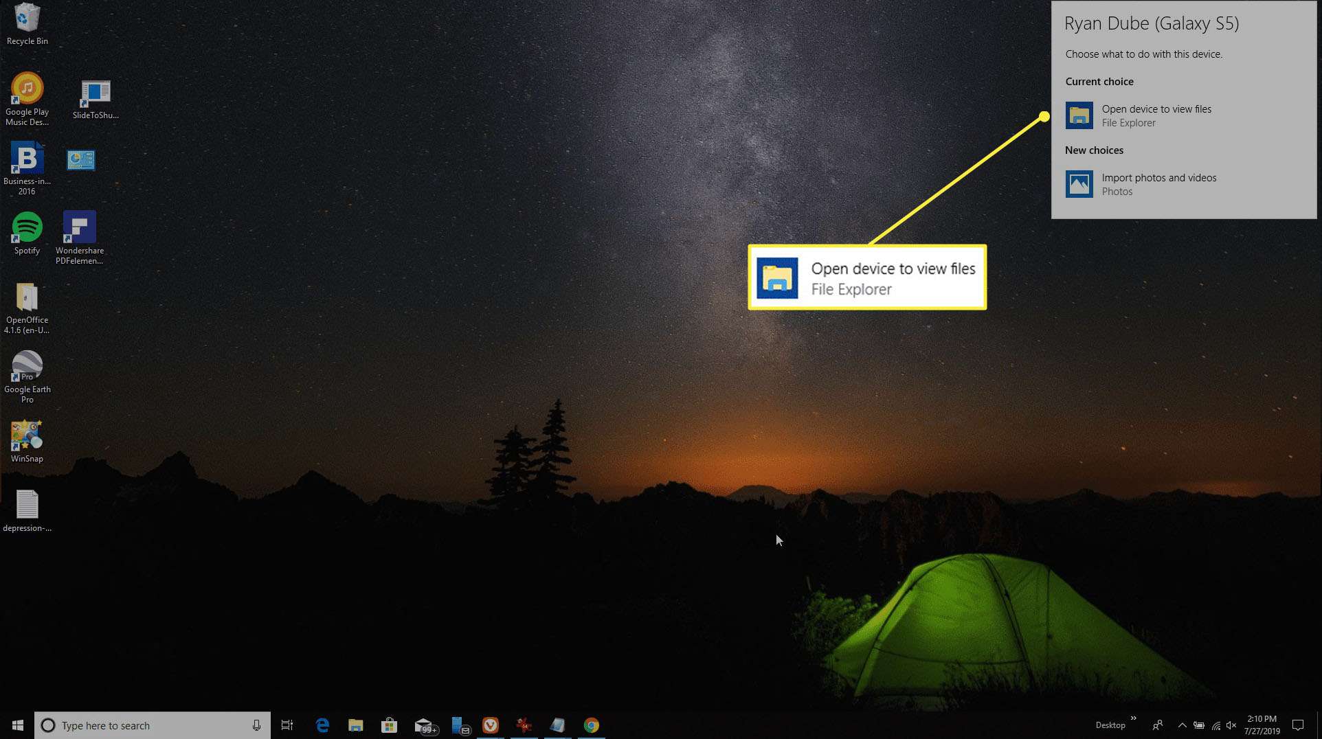 Výběr zařízení USB ve Windows 10