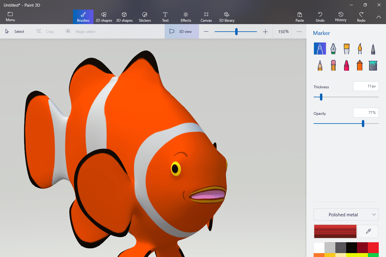 Malování 3D modelu ryby klauna