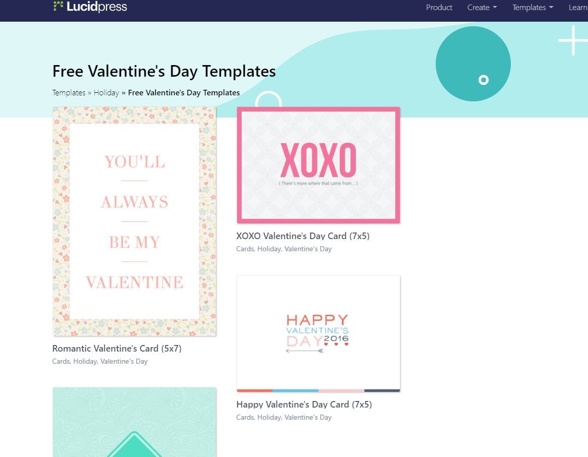 Valentýna šablony na webových stránkách Lucidpress