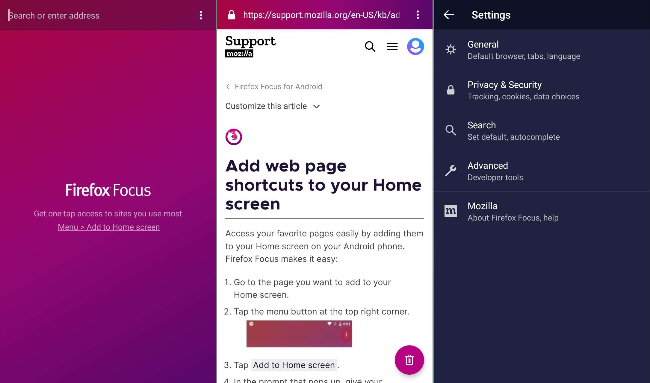 Firefox Focus pro Android