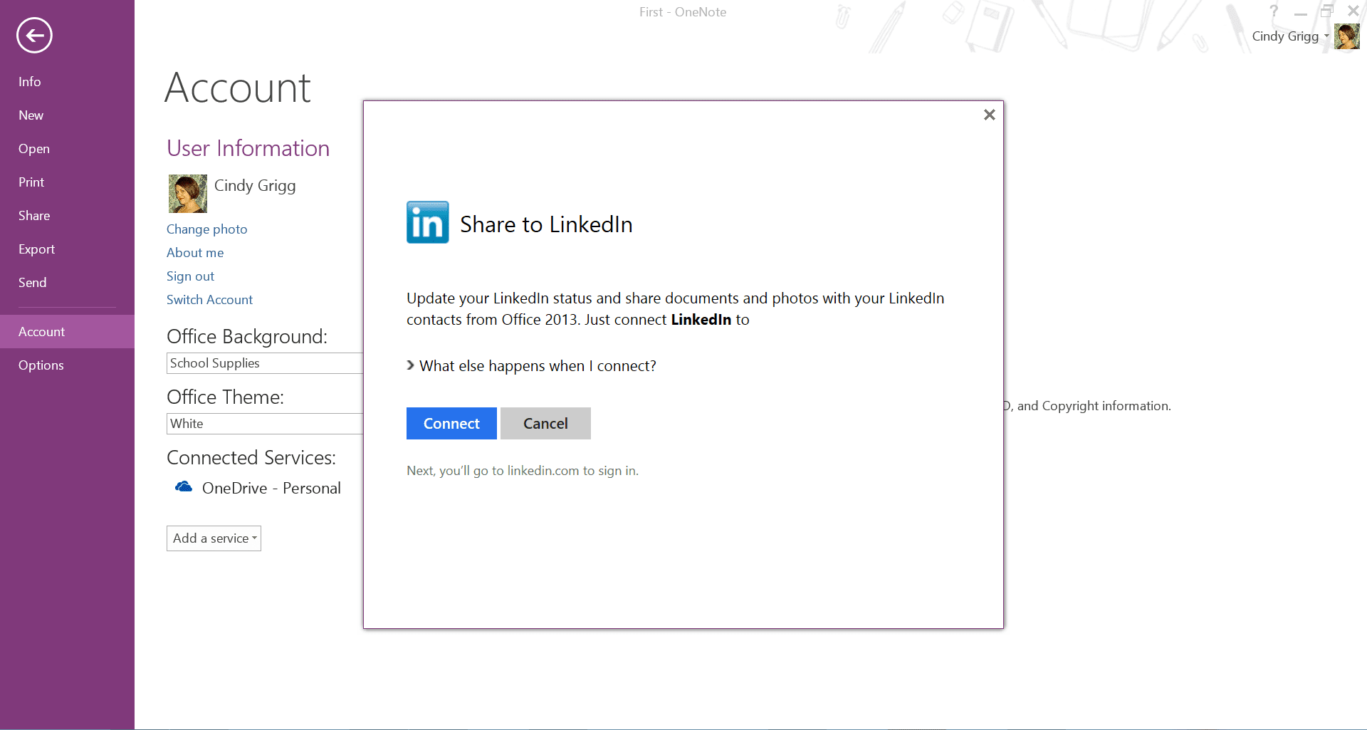 Sdílejte OneNote na LinkedIn