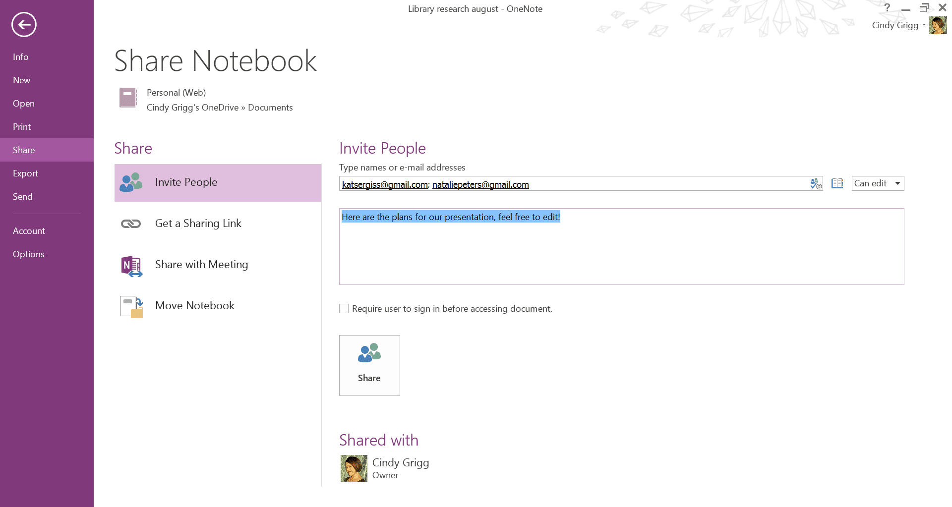 Odkazy OneNote