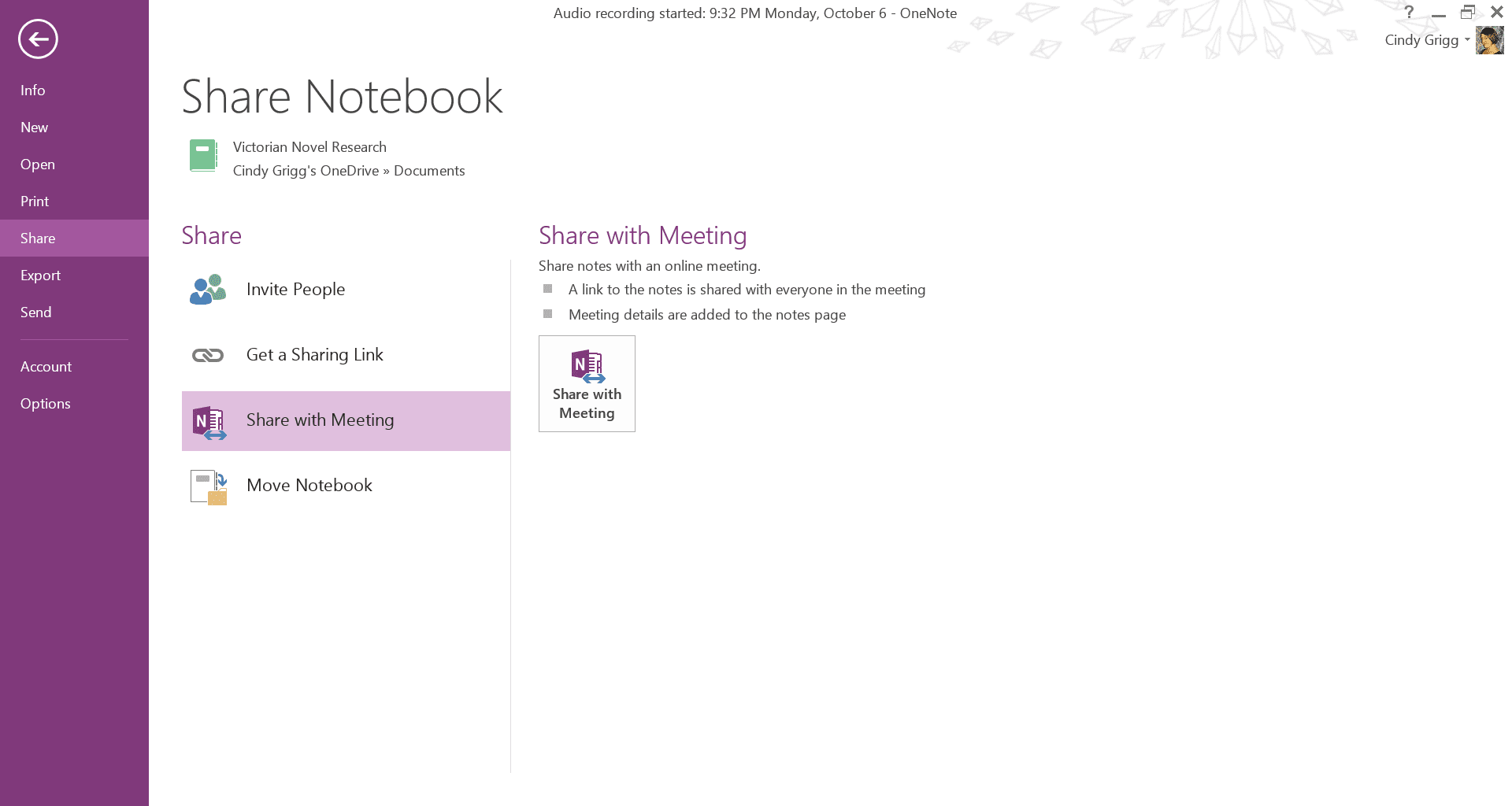 Sdílejte poznámky OneNote s online schůzkou