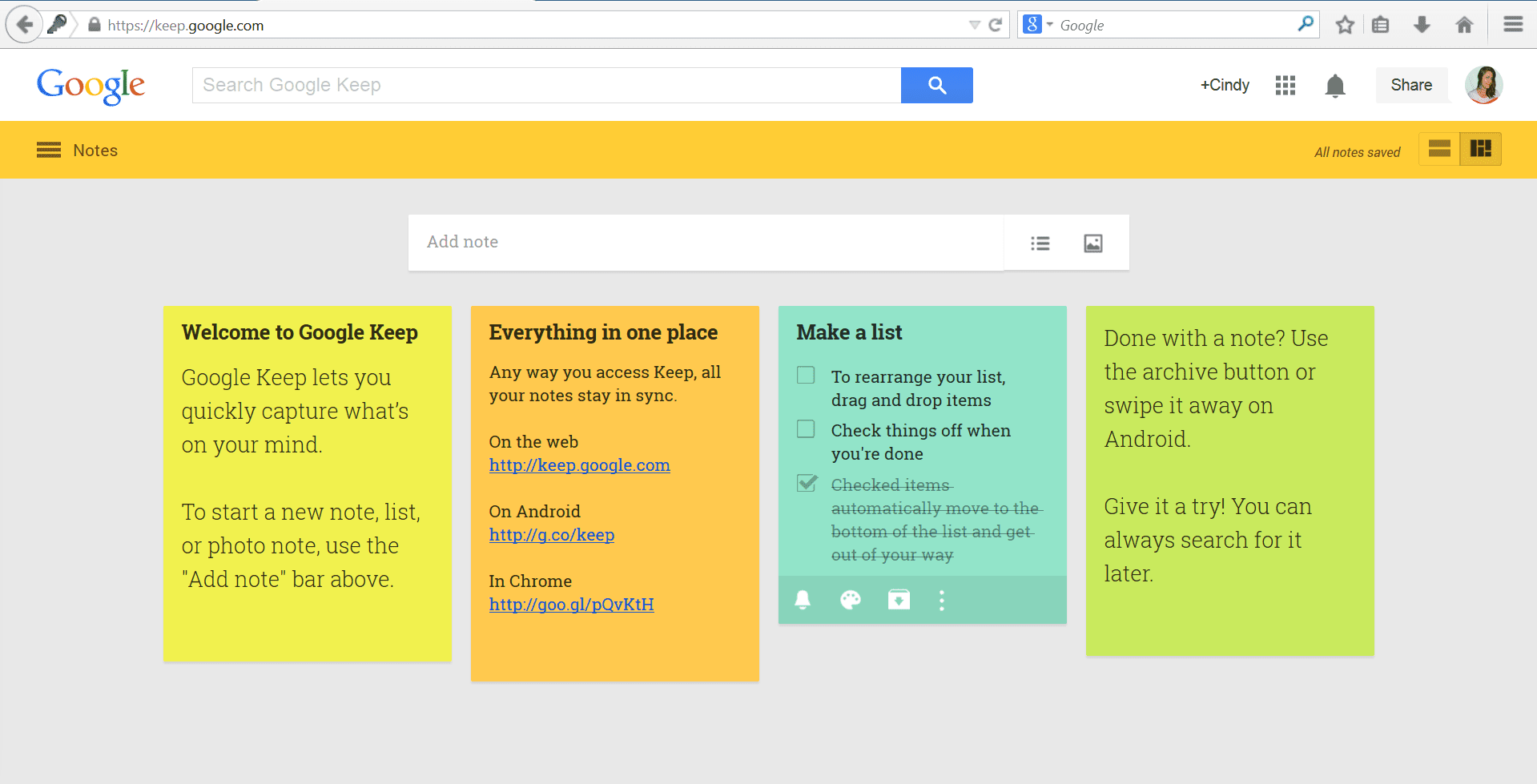 Aplikace pro psaní poznámek Google Keep