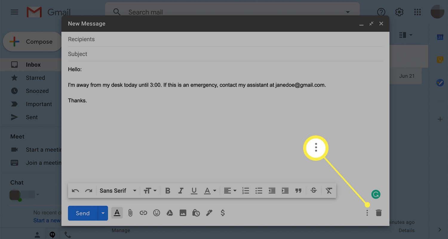 Ikona dalších možností (tři tečky) v Gmailu