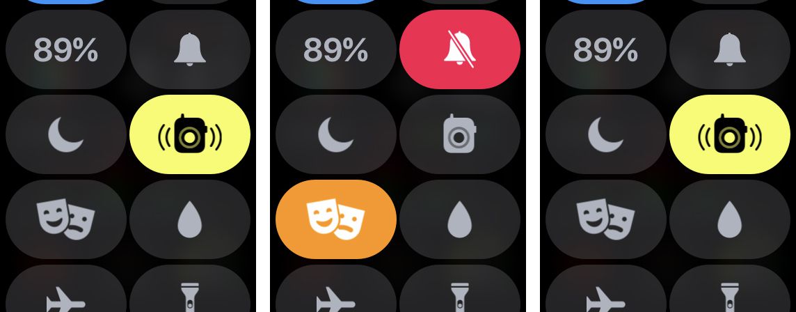 Apple Watch uvedené do režimu Theatre Mode.