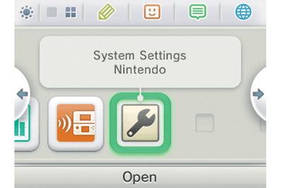 Screenshot možnosti nastavení systému Nintendo 3DS