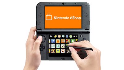 E-shop Nintendo na ruční herní konzoli 3DS XL.