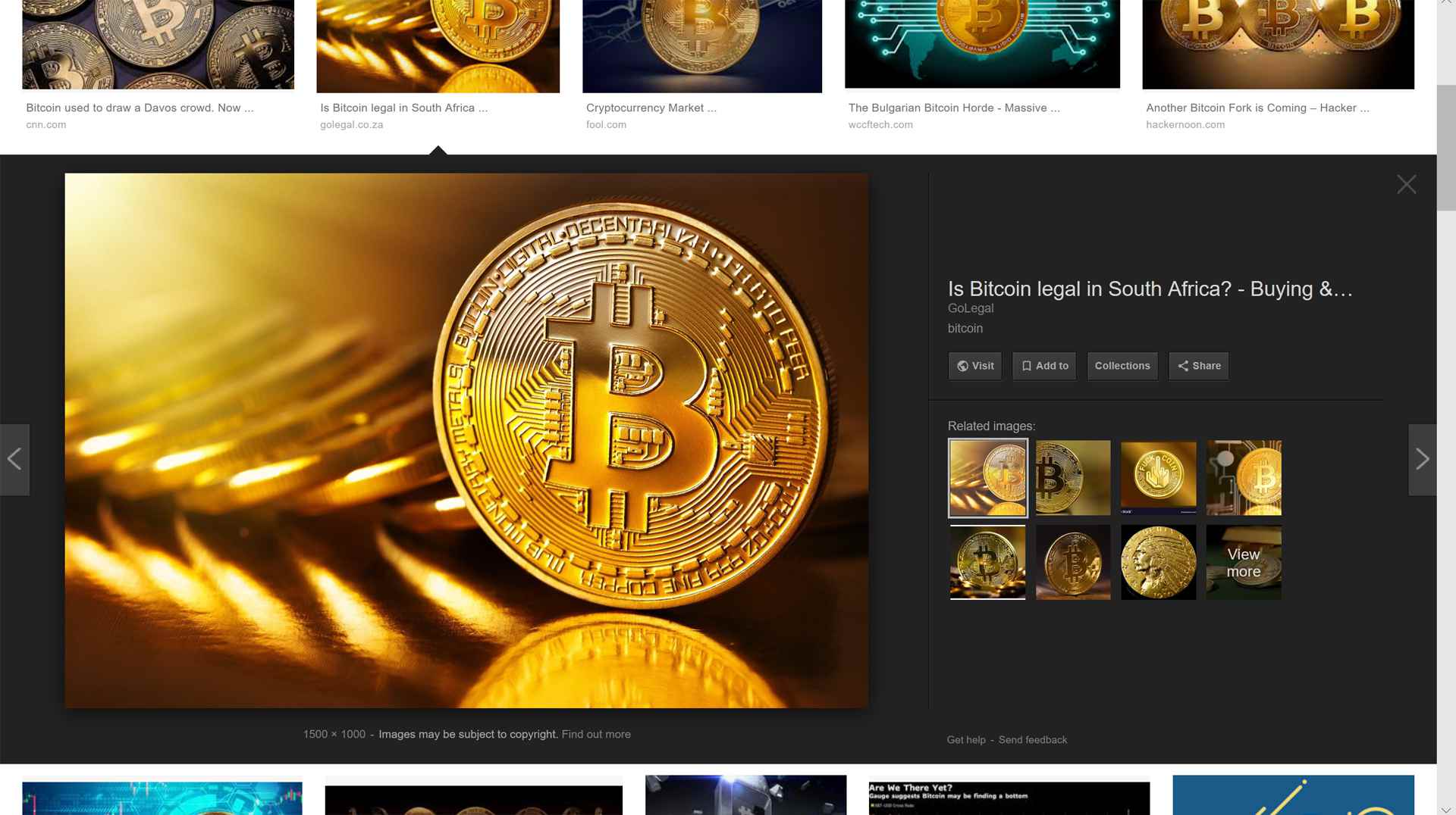 Screenshot bitcoinových obrázků ve výsledcích vyhledávání obrázků Google.