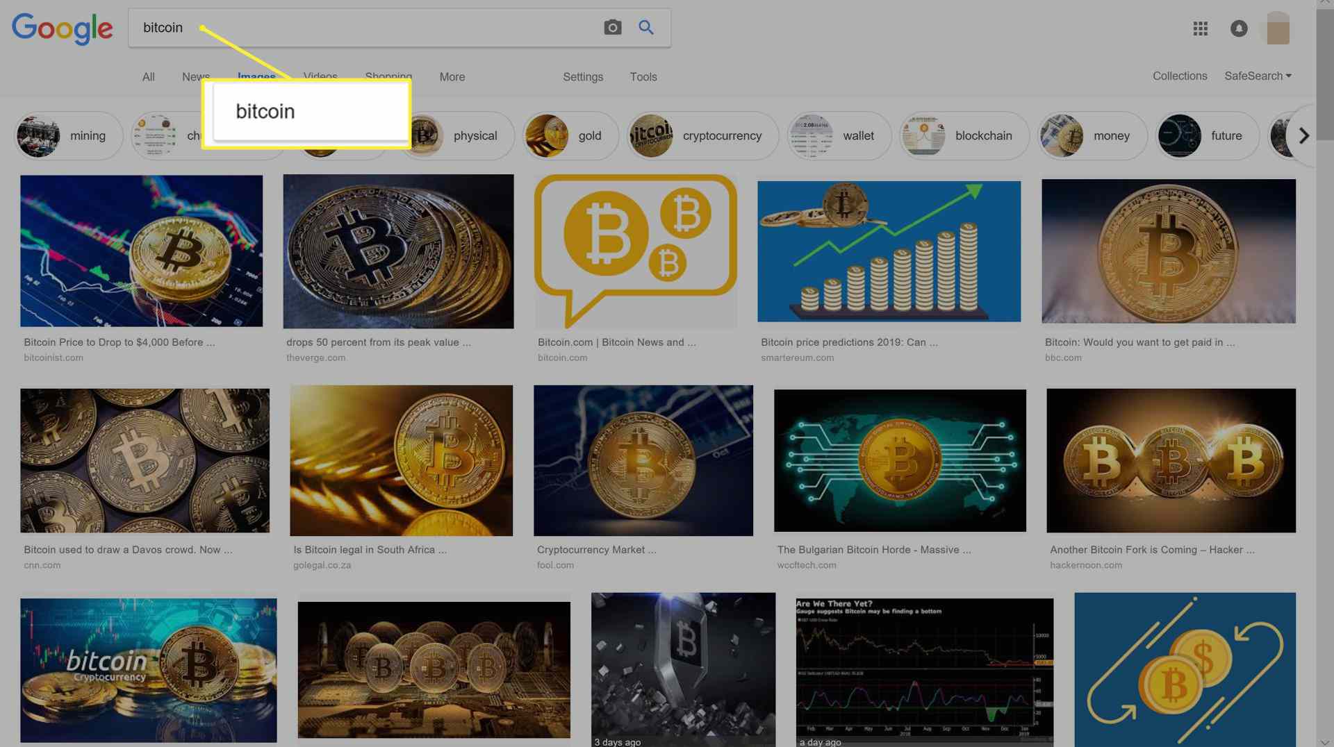 Hledaný výraz ve vyhledávacím poli Obrázky Google