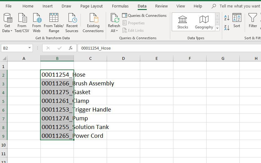 Karta Excel Data