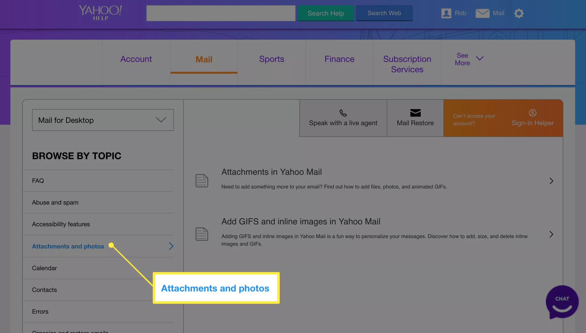 Procházejte sekci Témata na stránce podpory Yahoo Mail a zobrazujte téma Přílohy a fotografie