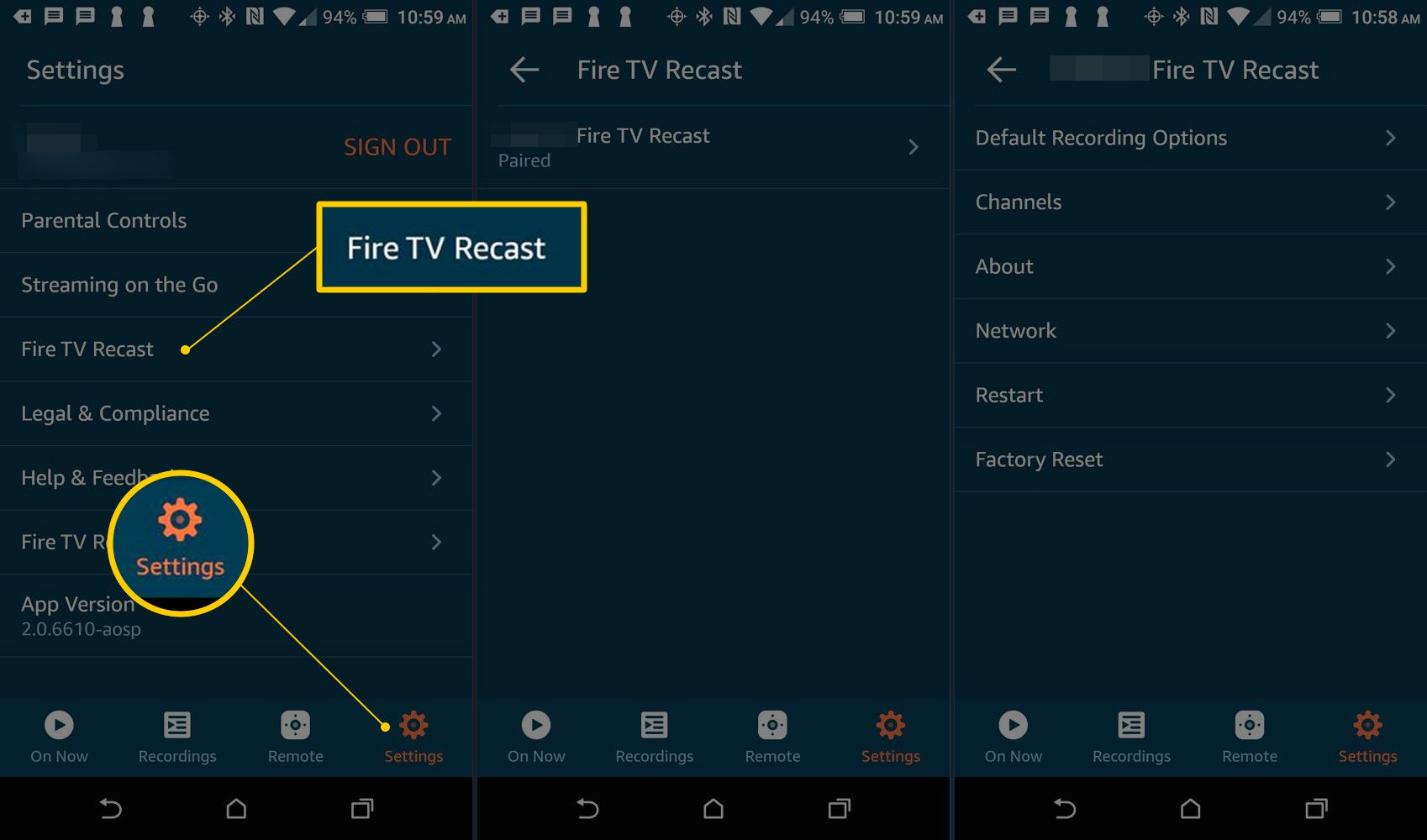 Přepracování nastavení Fire TV v aplikaci Fire TV pro Android