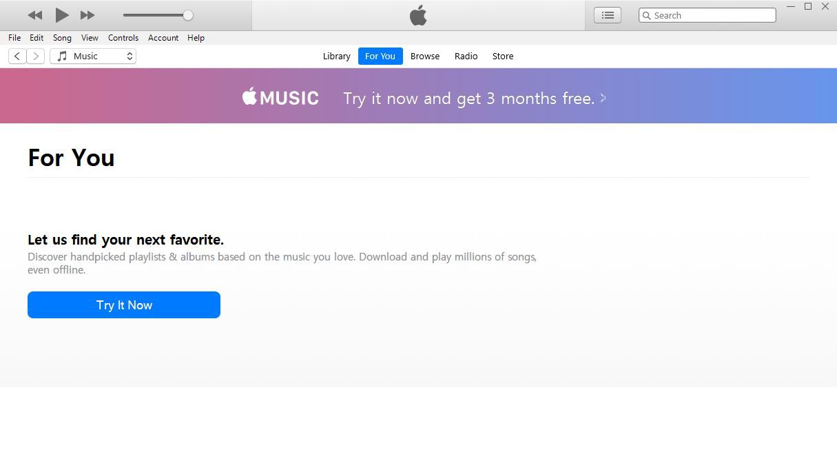 Screenshot obrazovky iTunes Apple Music