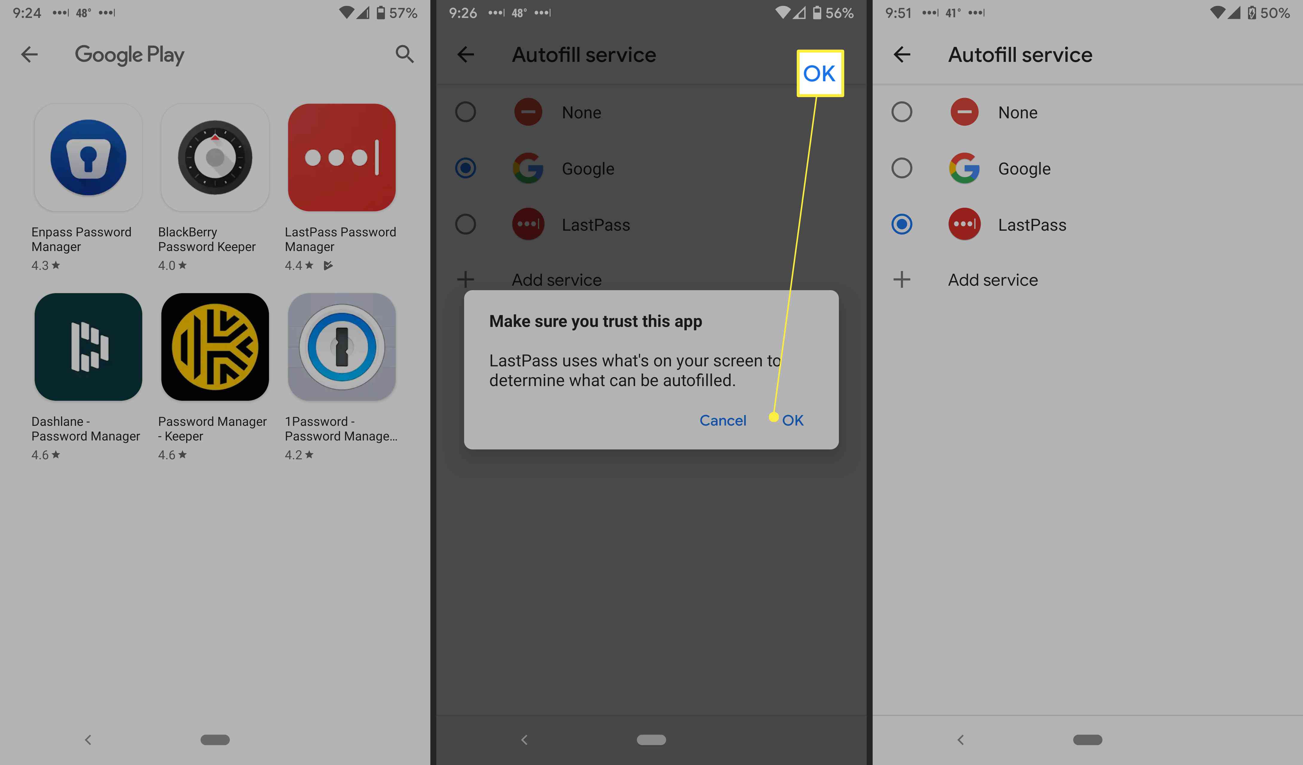 Přidání správce hesel do automatického vyplňování Androidu.