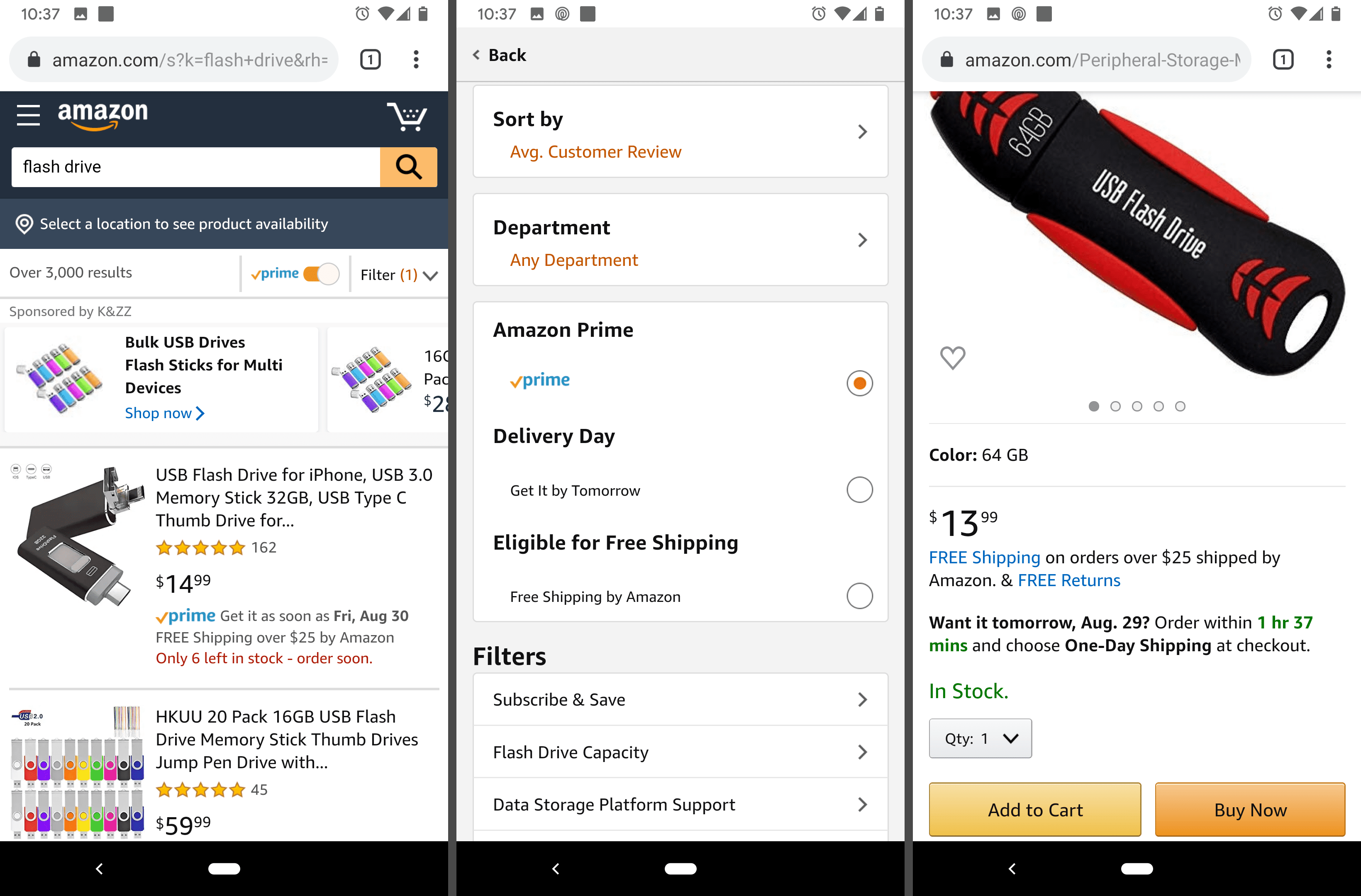Mobilní vyhledávač Amazon.com