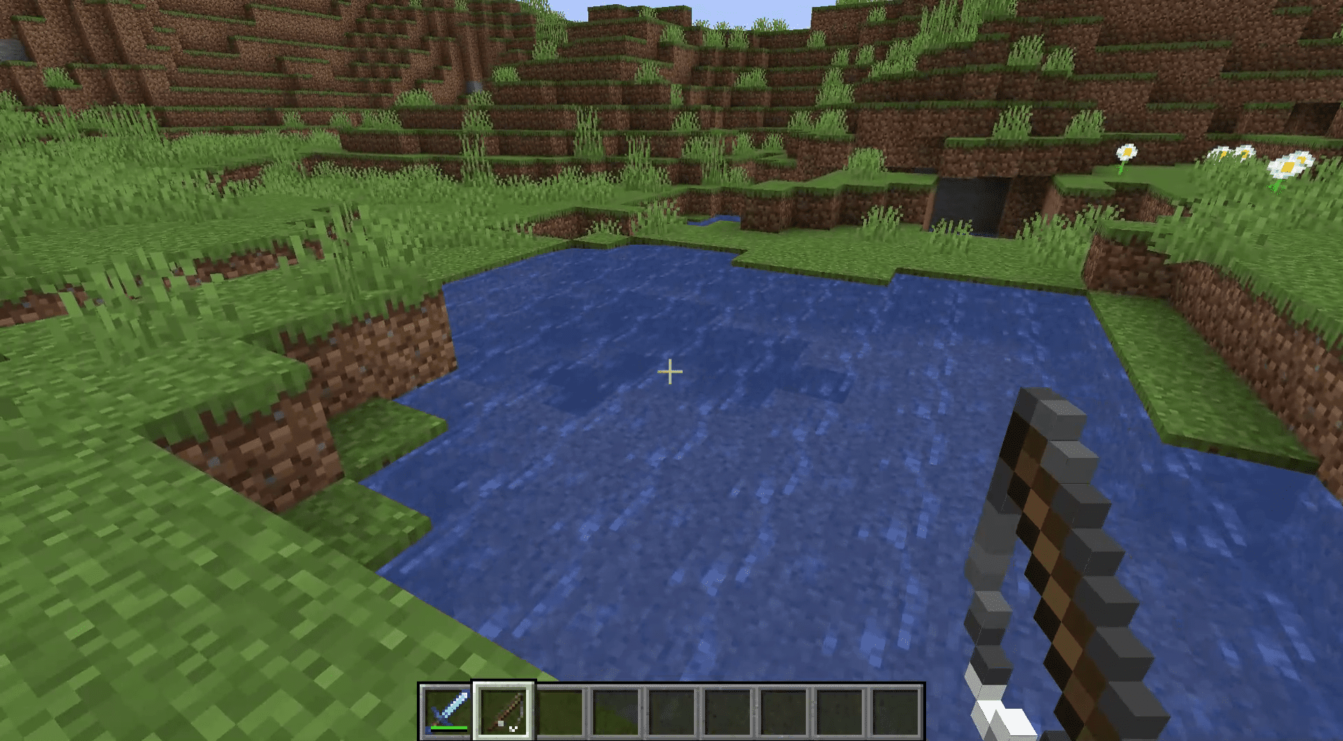 Screenshot z rybolovu v Minecraftu.