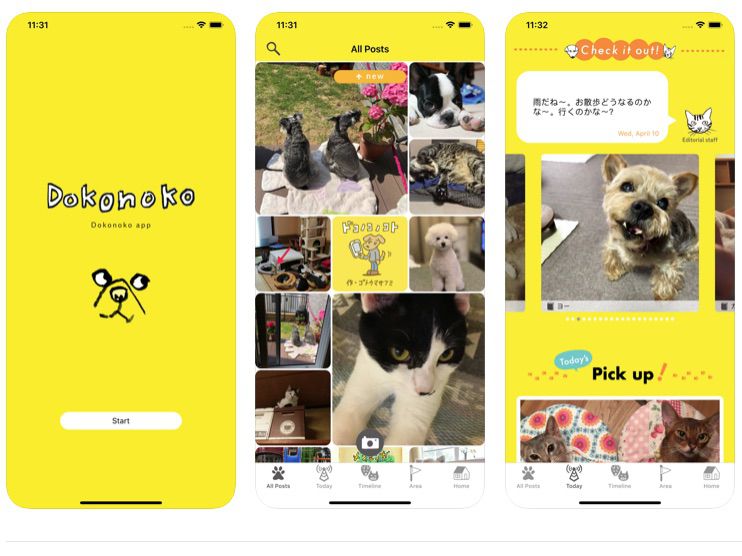 Screenshot aplikace sociální sítě Kokonoko pro domácí mazlíčky
