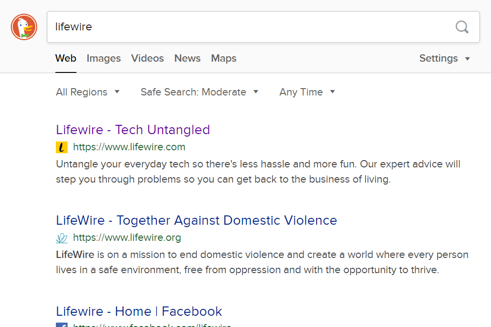 DuckDuckGo hledat Lifewire