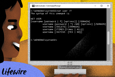 Osoba používající příkaz Net User v počítači