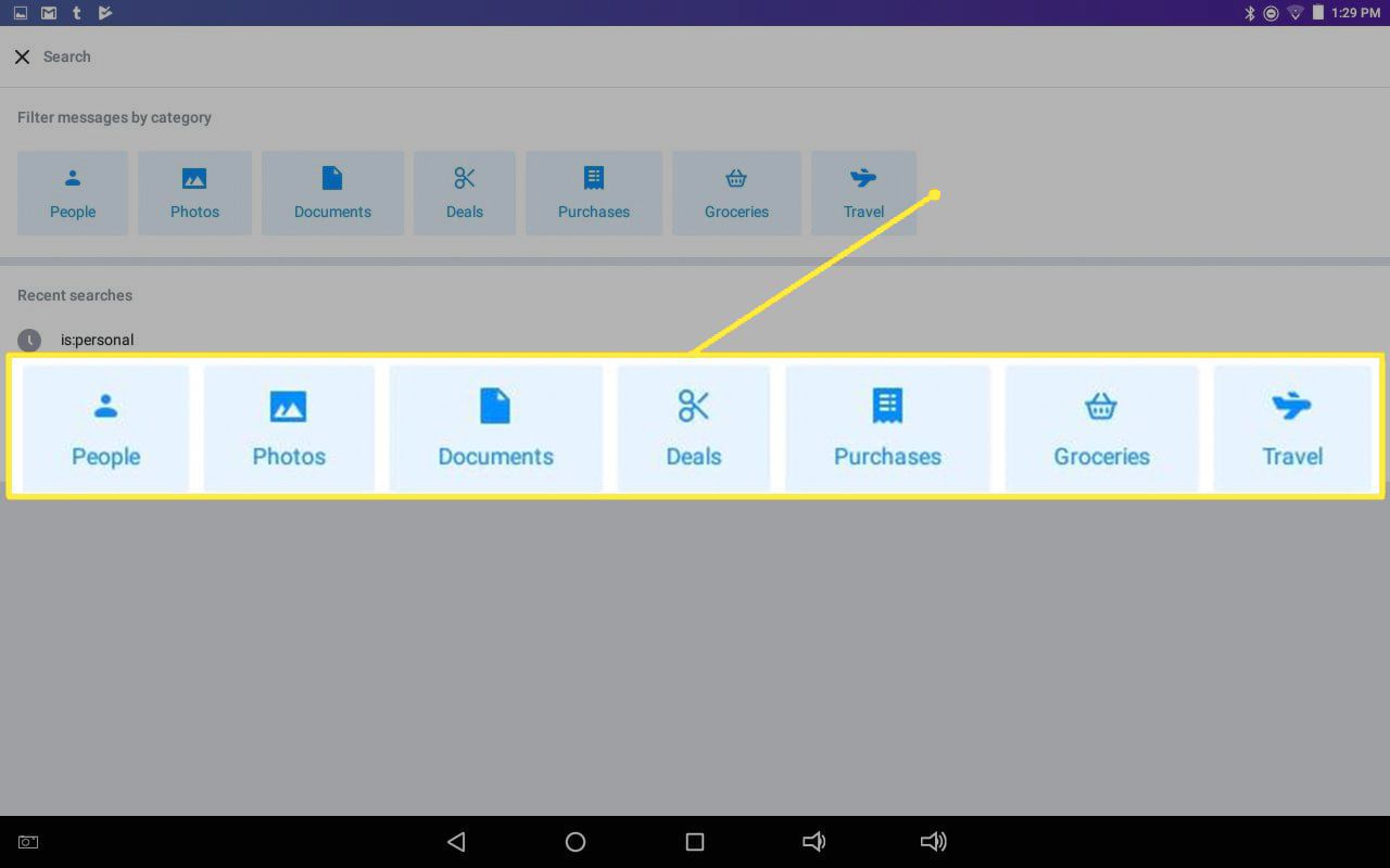 Filtry pro Yahoo Mail v systému Android