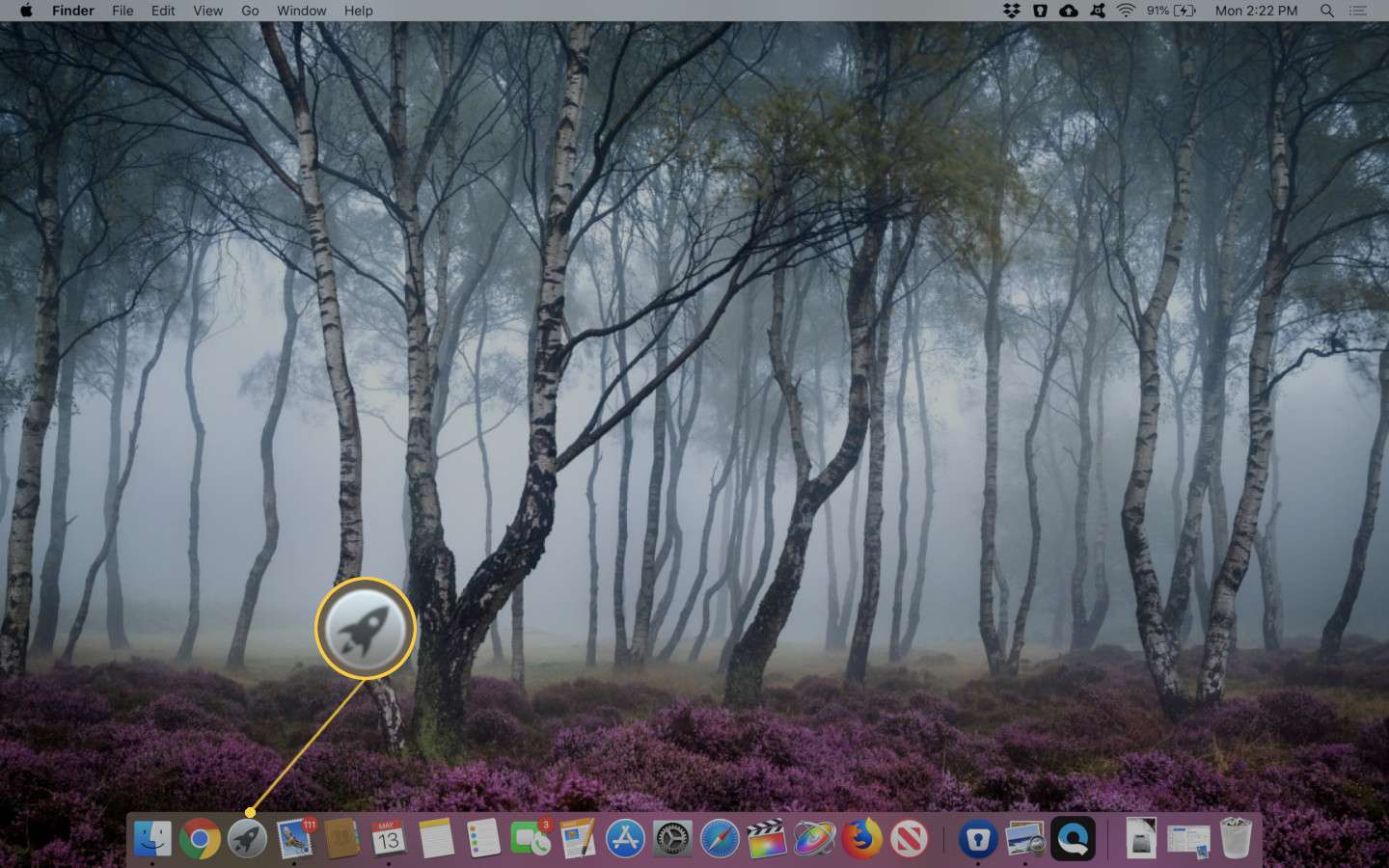 Screenshot ikony Launchpadu v doku pro macOS.