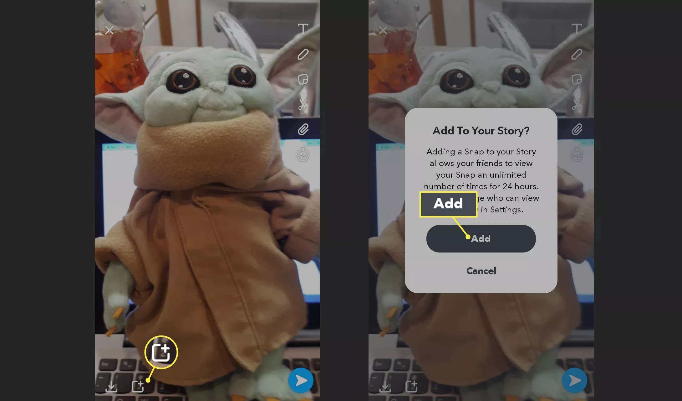 Přidejte snímek do svého příběhu Snapchat