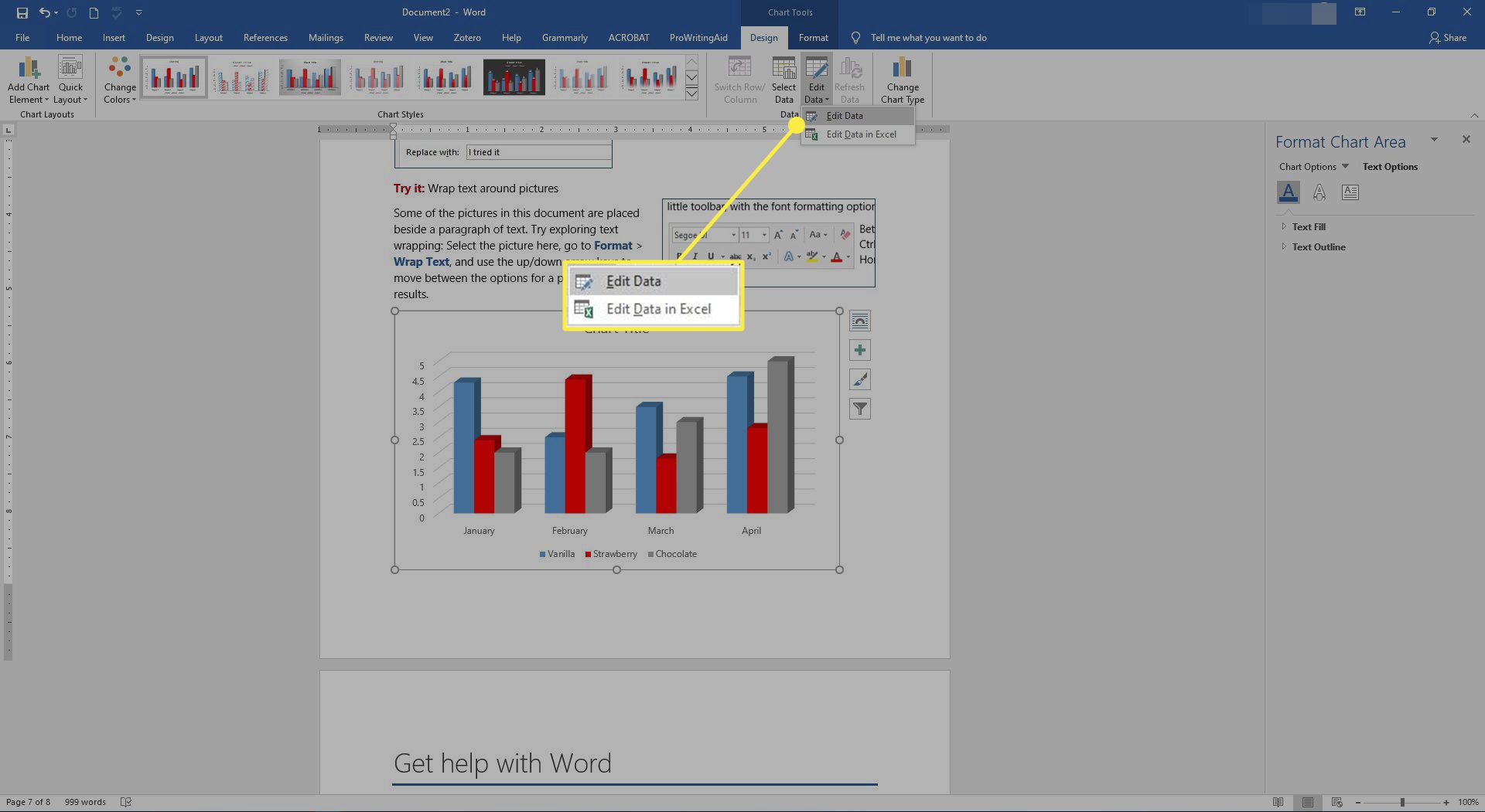 Možnosti Upravit data a Upravit data v aplikaci Excel