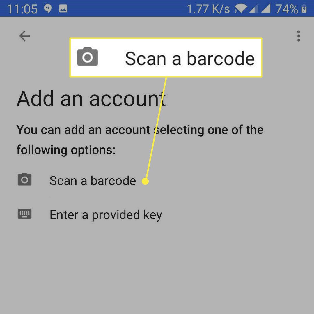 Přidání účtu v aplikaci Google Authenticator