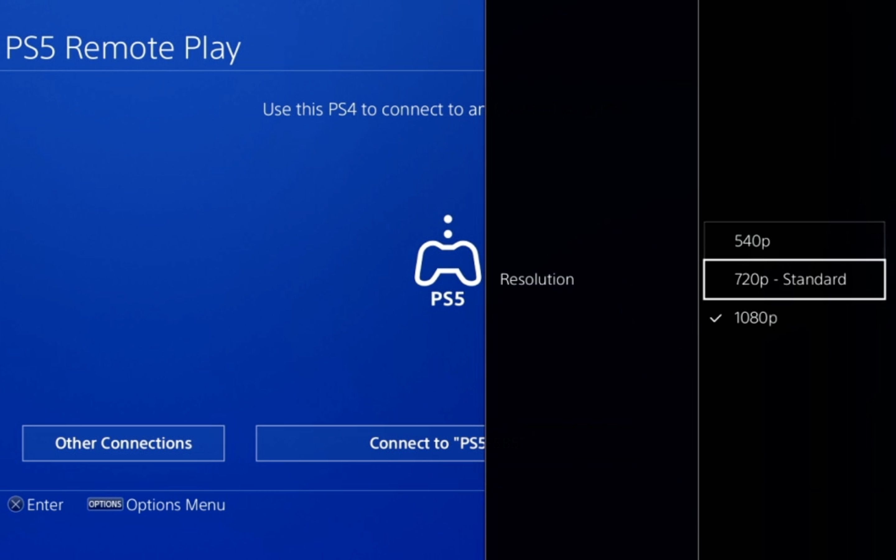 Možnosti rozlišení pro PS5 Remote Play