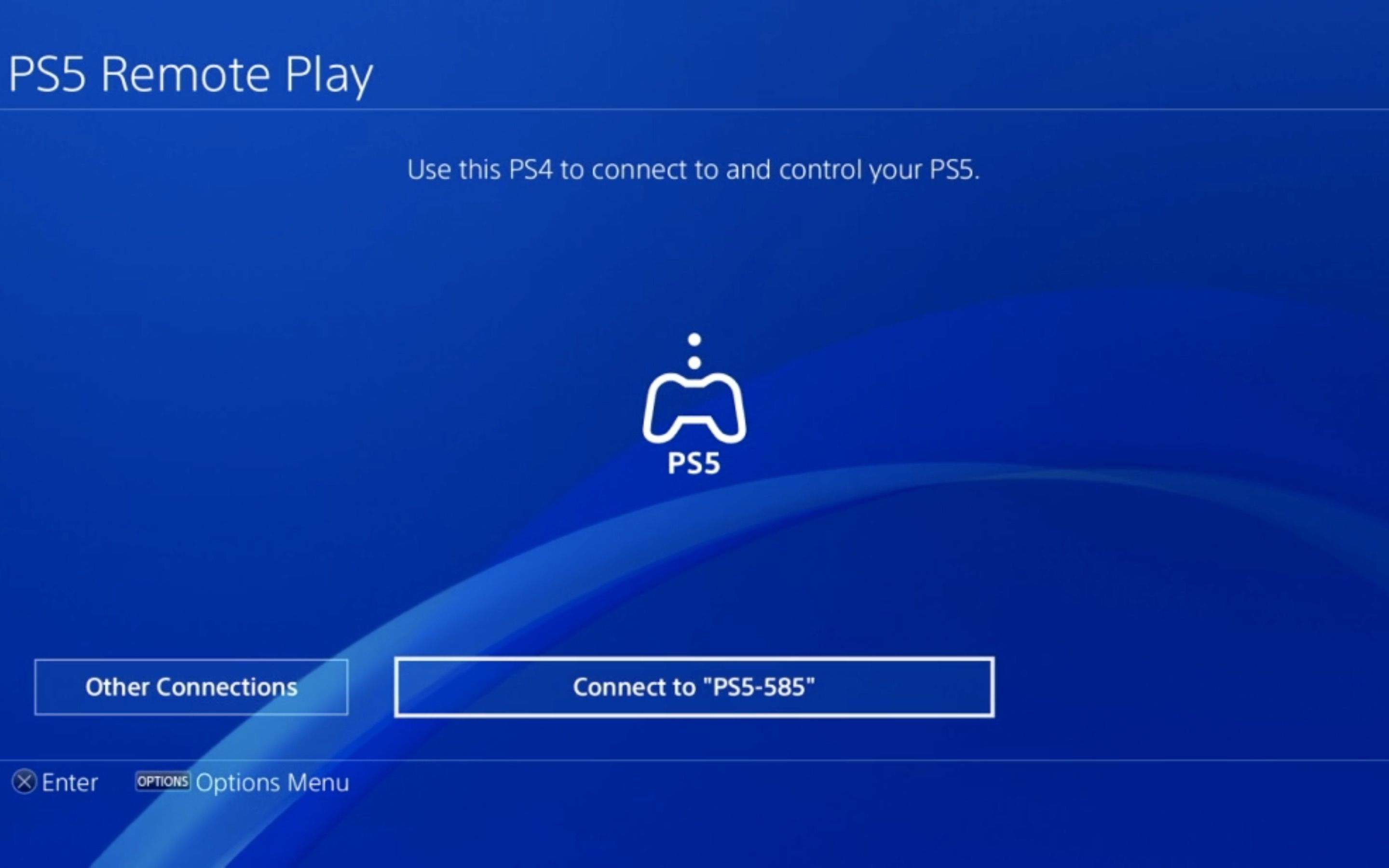 Obrazovka Připojení v PS5 Remote Play