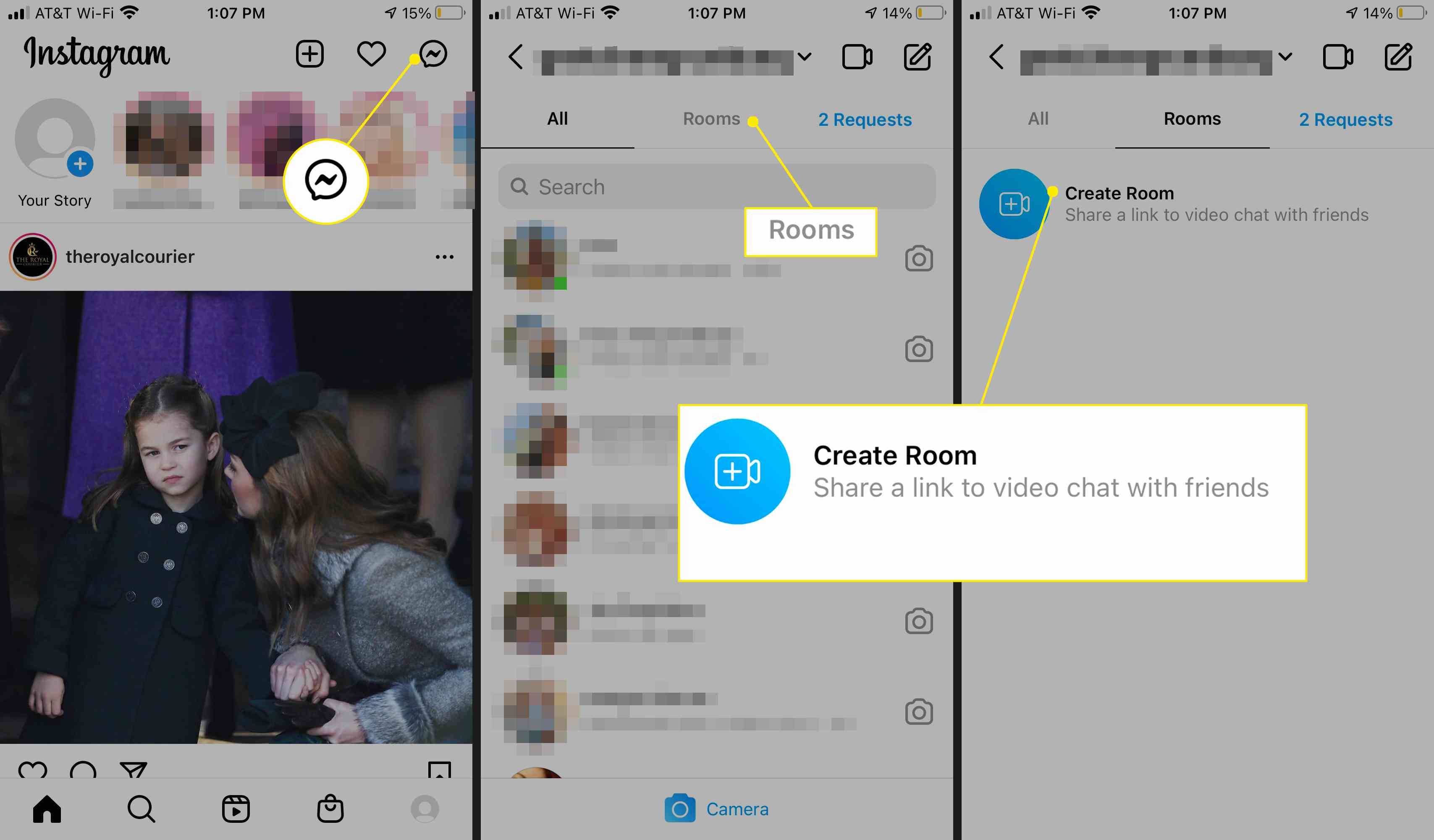 Vytvořte místnost pro videochat na Instagramu