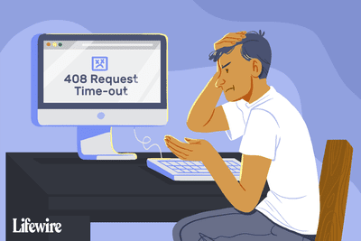 Ilustrace frustrovaného člověka, který se dívá na časový limit 408 požadavku na počítači