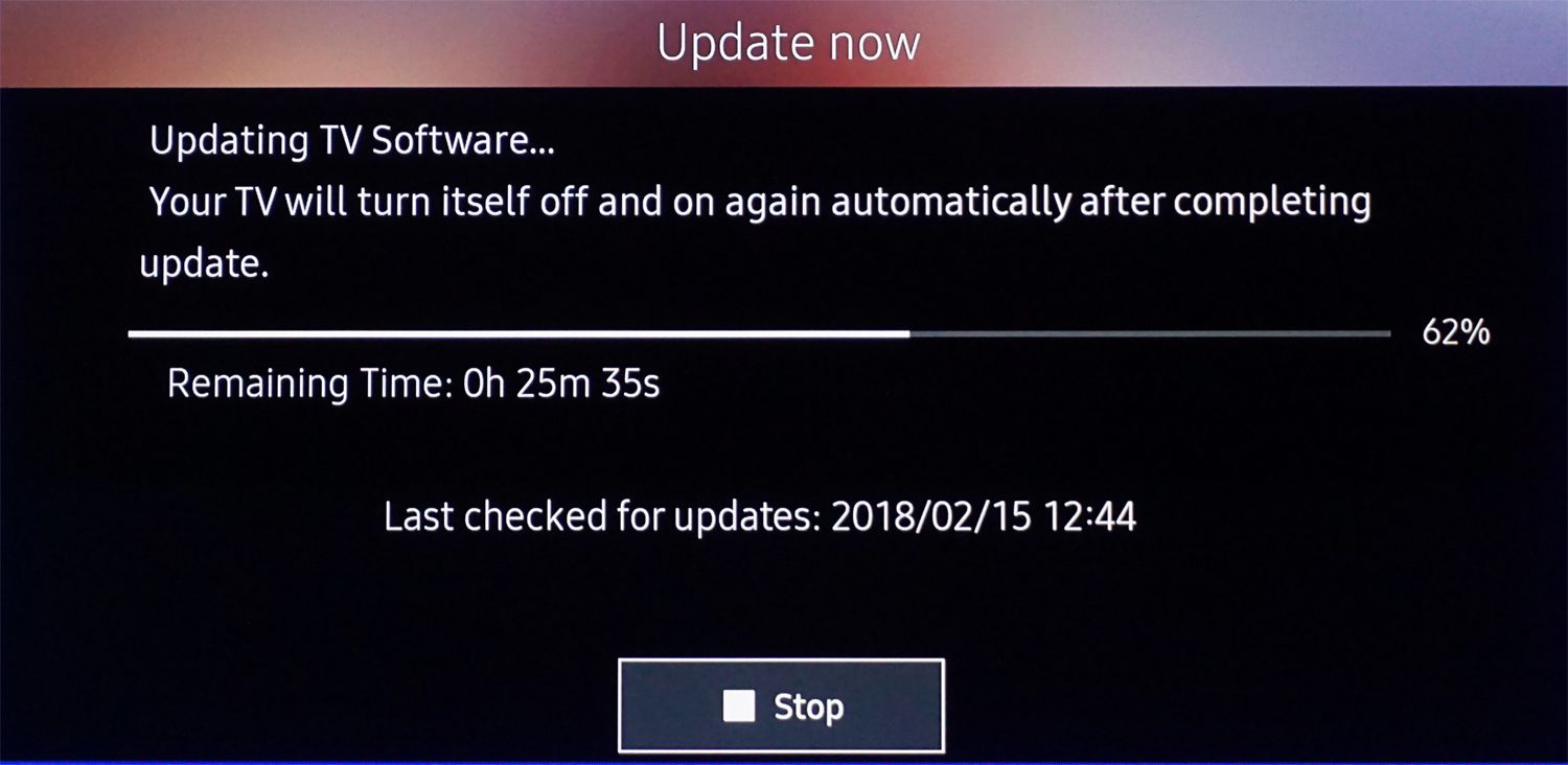 Samsung TV - Probíhá aktualizace softwaru