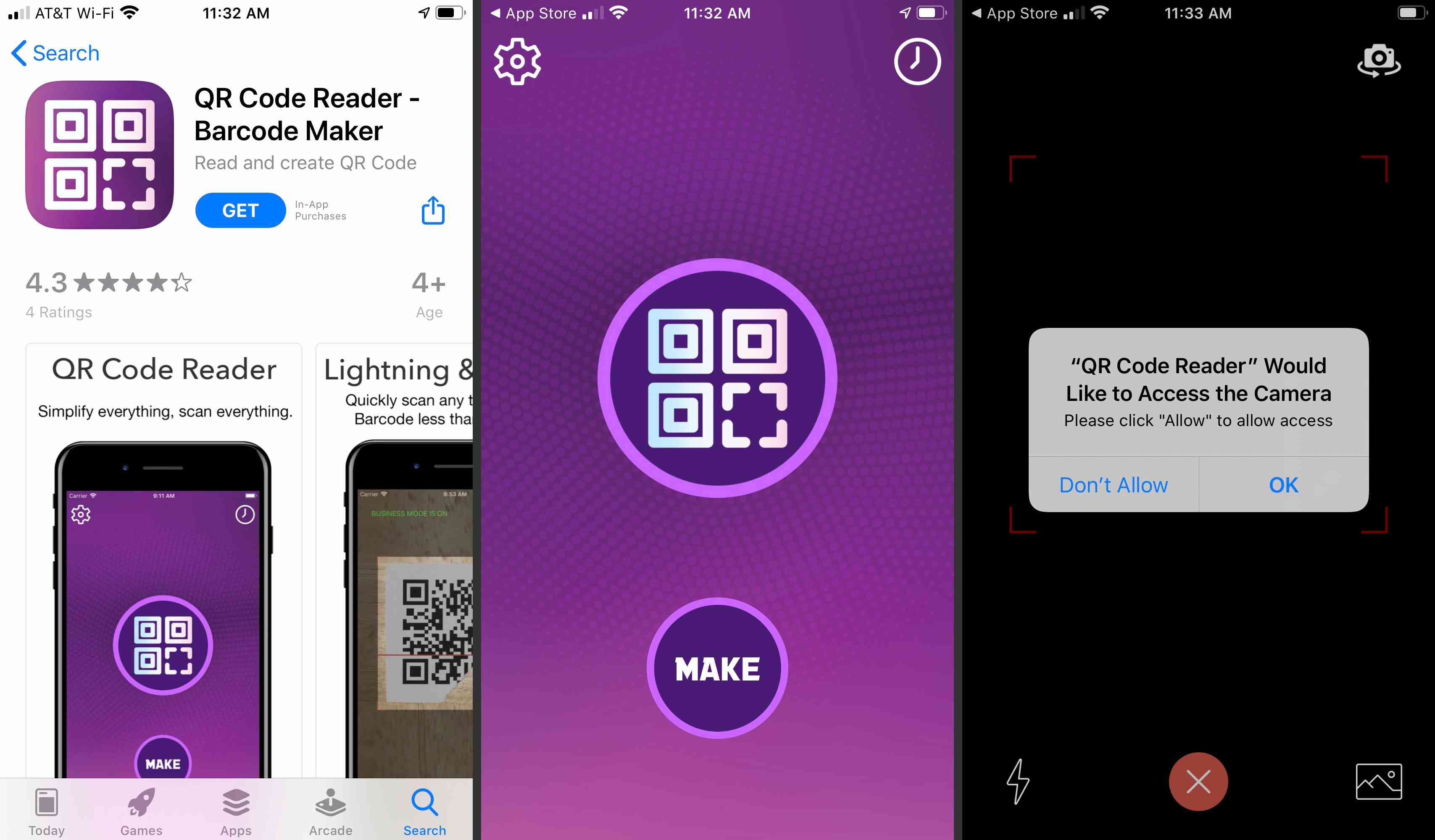 Aplikace pro čtení QR kódů přistupující ke kameře iOS