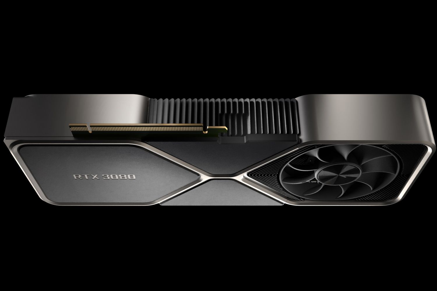 Grafická karta Nvidia RTX 3080 na černém pozadí
