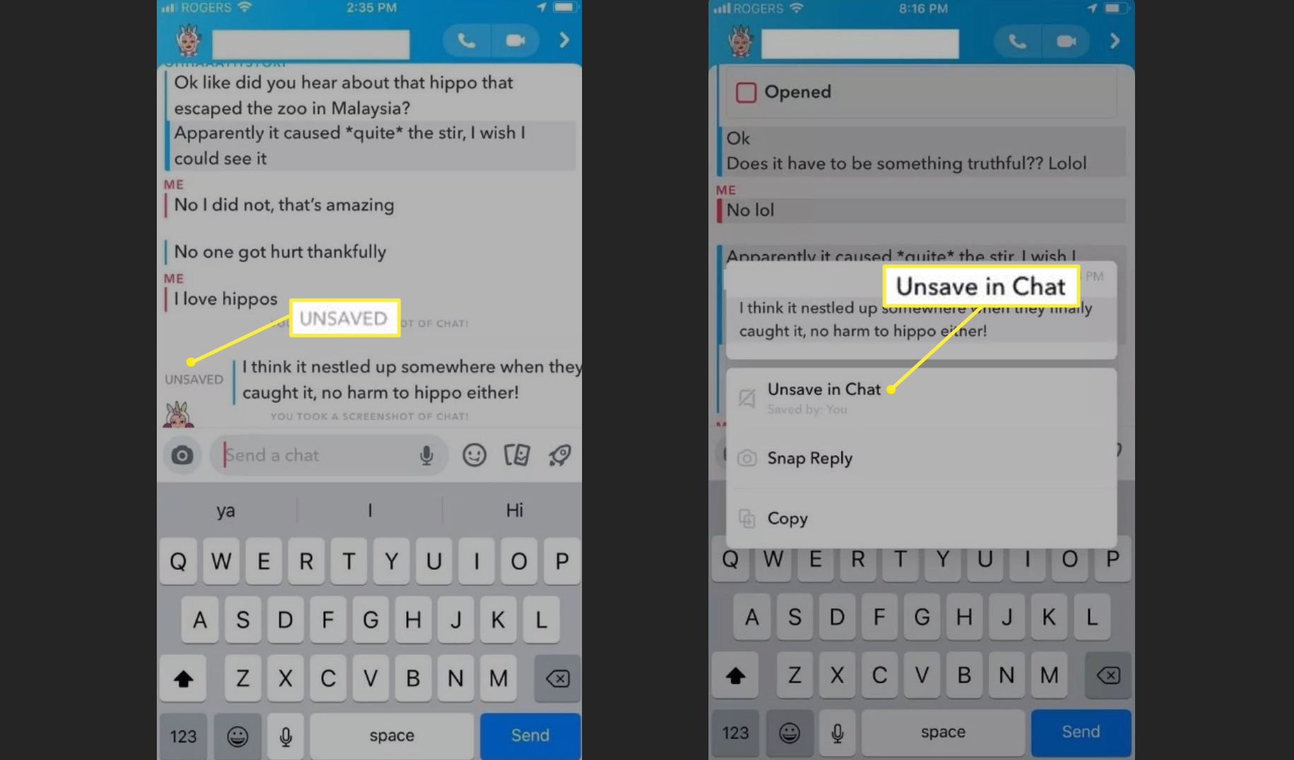 Dvě metody pro zrušení uložení příspěvku v Snapchatu