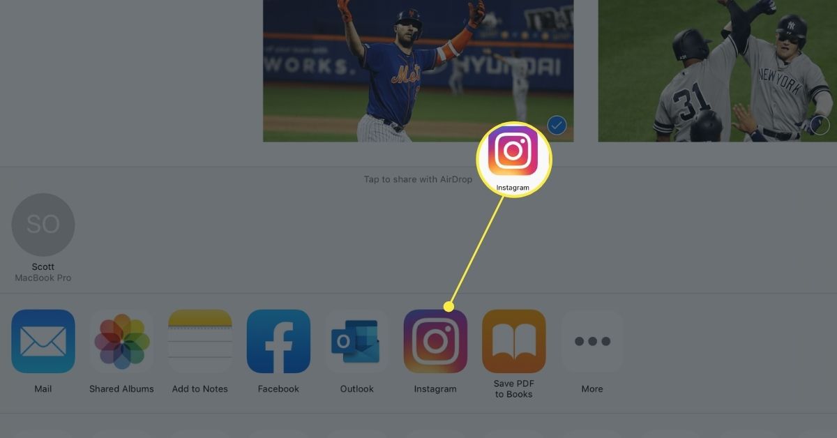 K dispozici je možnost iOS Share Sheet with Instagram