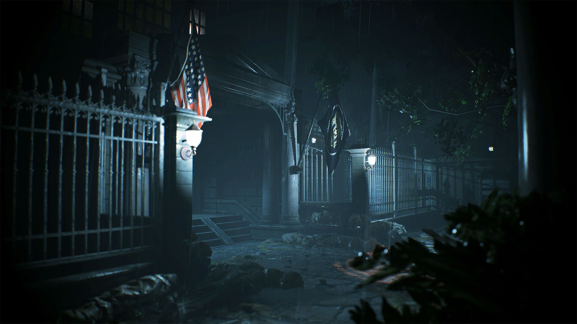 Exteriér městské policejní jednotky mývalů v Resident Evil 2 Remake