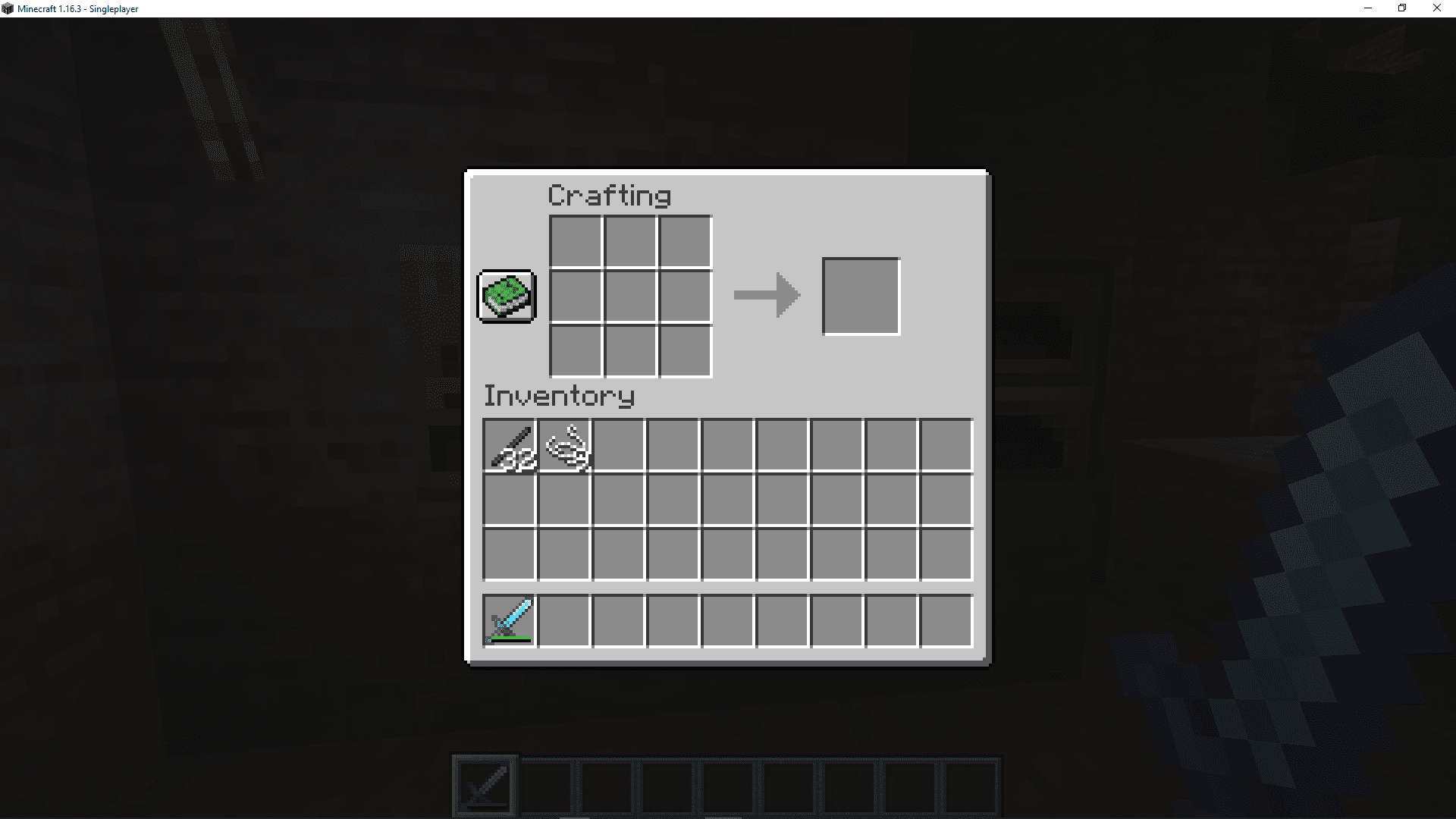 Screenshot rozhraní rozhraní Minecraft Crafting Table.