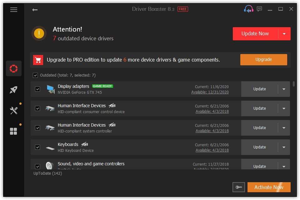 Sedm zastaralých ovladačů uvedených v Driver Booster