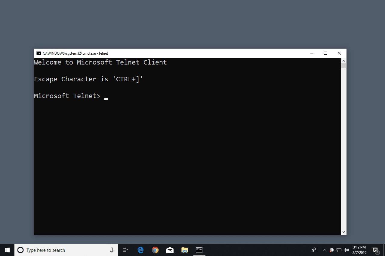 Příkaz Telnet ve Windows 10
