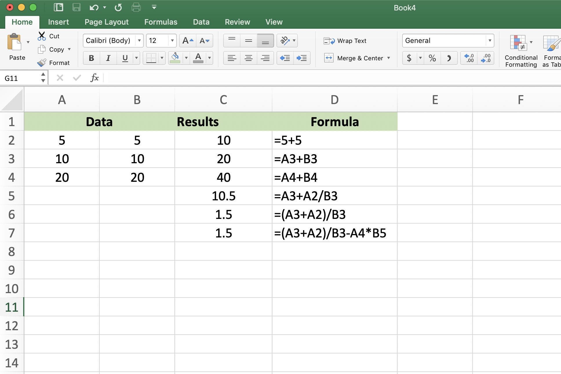 Screenshot aplikace Excel zobrazující vzorce přidání