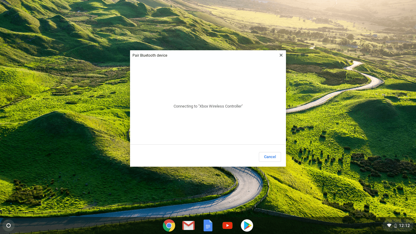 Snímek obrazovky s funkcí párování Bluetooth na Chromebooku.
