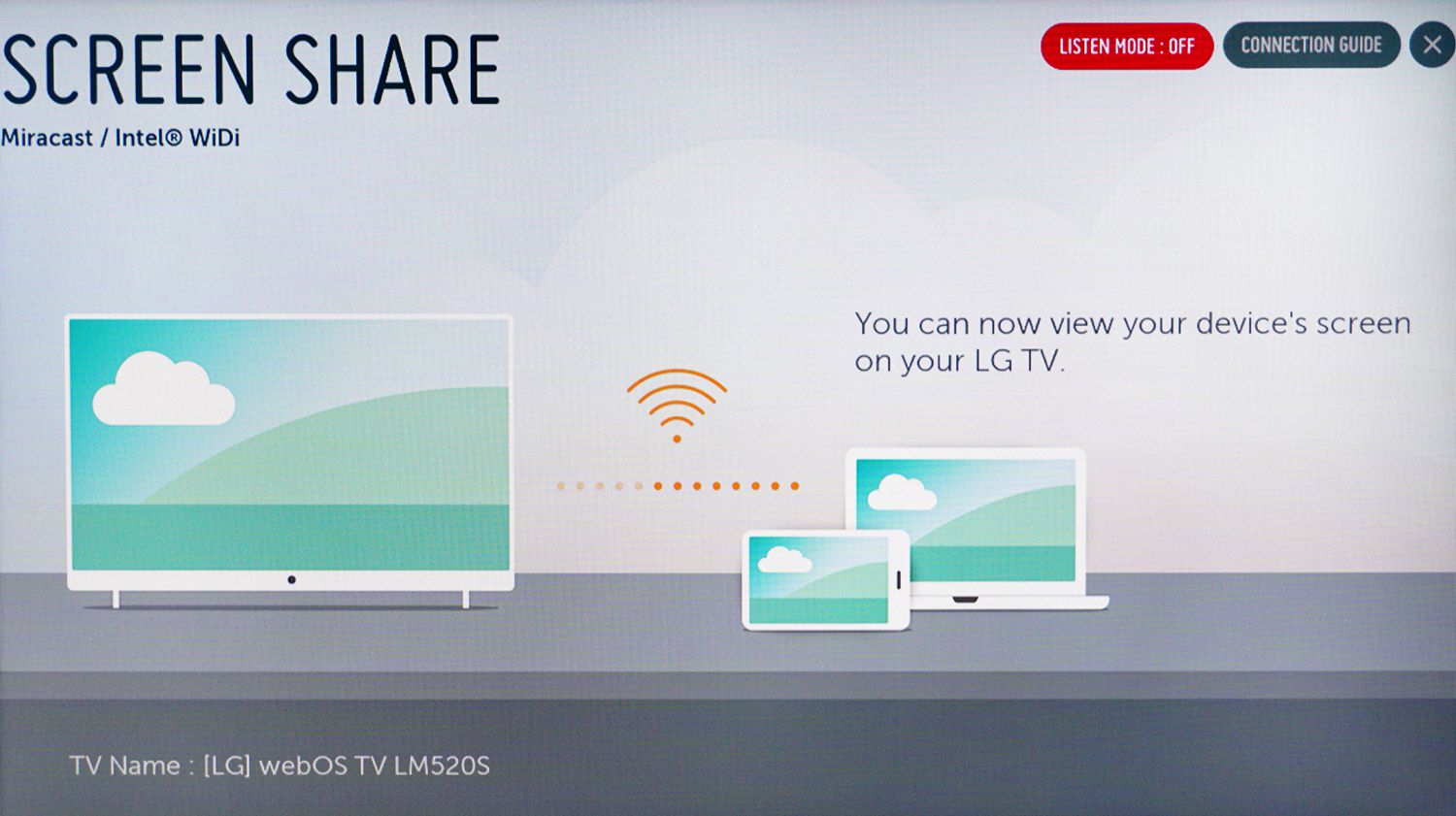 Možnost sdílení obrazovky LG Smart TV