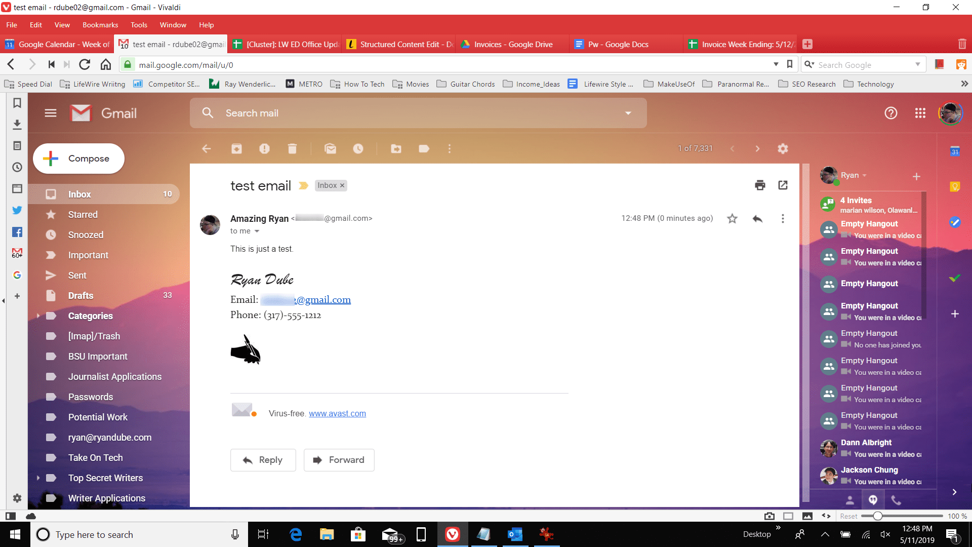 e-mail obsahující jméno nového odesílatele
