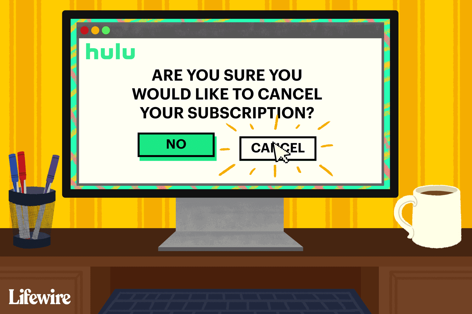 Kurzor myši kliknutím na tlačítko Hulu Zrušit