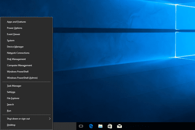 Nabídka Power User ve Windows 10