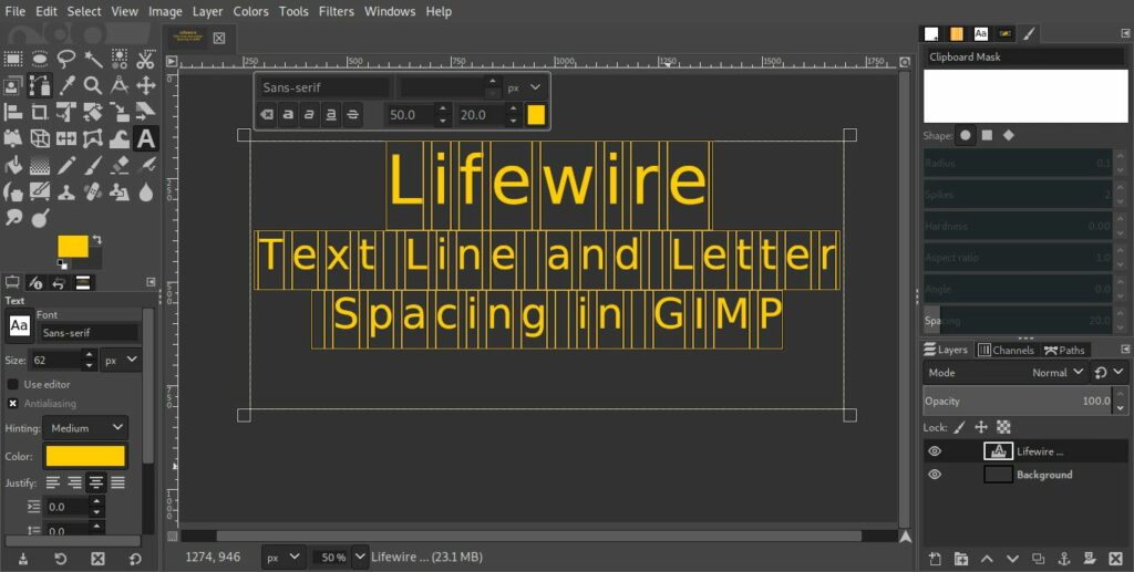 gimp line letter spacing 642c31de2a8e45f998f0730d30ac32b6