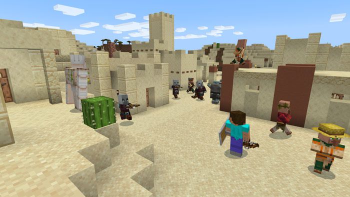 Vesnice v pouštním biomu Minecraftu 